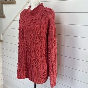 Vintage 80s Paris Sport Club Mauve Knit Pom Pom Sweater Womens size Large